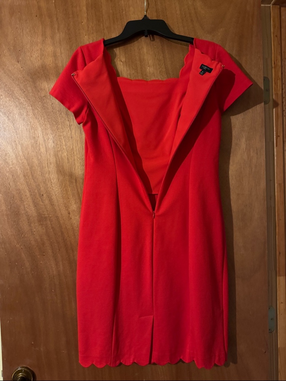 Talbots Red Scalloped Sheath Midi Dress ( OLCC) - Picture 4 of 5